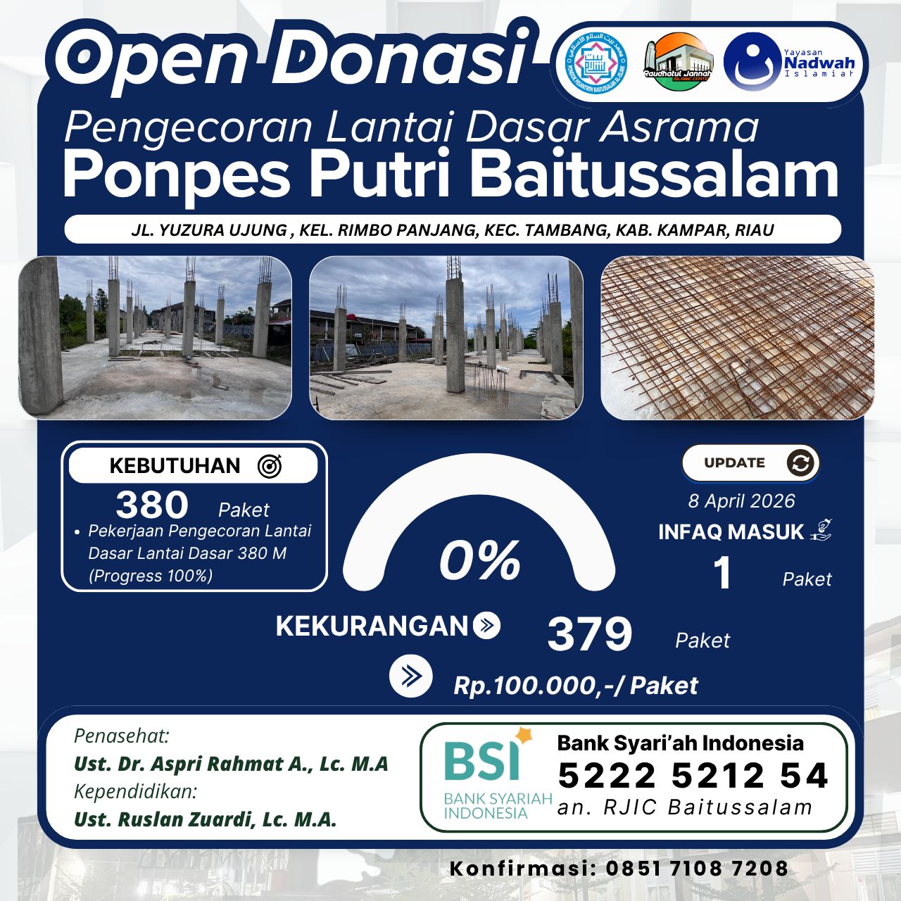 Flyer Donasi Pengecoran Lantai Asrama Ponpes Baitussalam