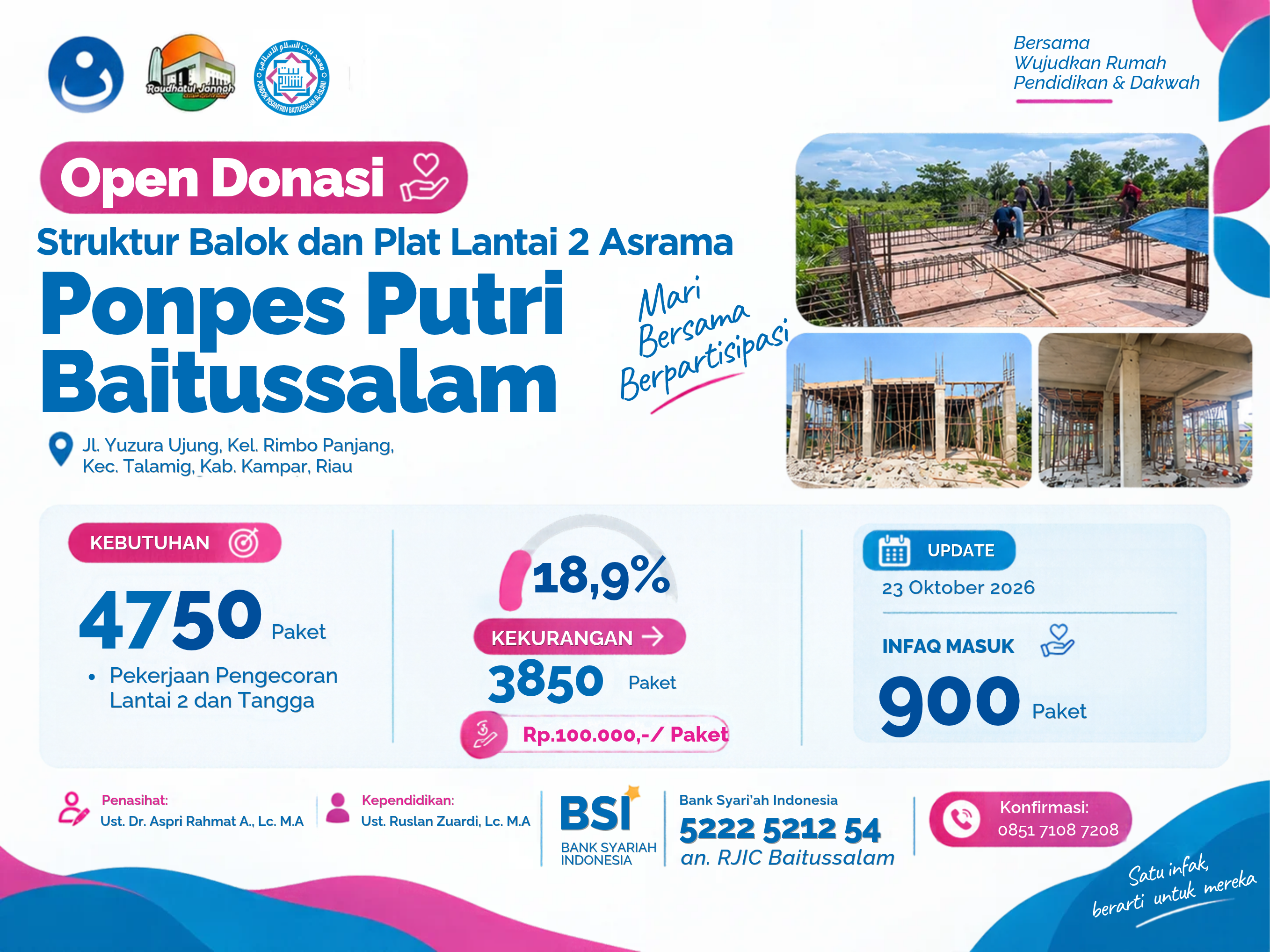 Flyer DONASI PEMBANGUNAN PONPES PUTRI BAITUSSALAM